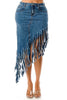 Fringe Denim Skirt
