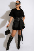 Patch Belt T-Shirt Dress