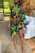 Tropical Animal Print Dress