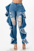 Denim Ruffled Skinny Jeans